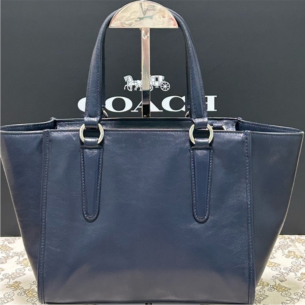 COACH Crosby Mini Flower Appliqués/Rivets/Grommets Calf Leather in Navy Blue - Picture 3 of 13
